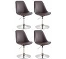 Lot De 4 Chaises De Salle À Manger Maverick Similicuir Avec Pied Trompette Marron/chrome