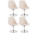 Lot De 4 Chaises De Salle À Manger Maverick Similicuir Avec Pied Trompette Crème/chrome