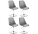 Lot De 4 Chaises De Salle À Manger Maverick Similicuir Avec Pied Trompette Gris/chrome