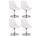 Lot De 4 Chaises De Salle À Manger Maverick Similicuir Avec Pied Trompette Blanc /chrome