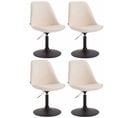 Lot De 4 Chaises De Salle À Manger Maverick Similicuir Avec Pied Trompette Crème/noir