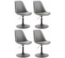 Lot De 4 Chaises De Salle À Manger Maverick Similicuir Avec Pied Trompette Gris/noir