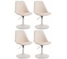 Lot De 4 Chaises De Salle À Manger Maverick Similicuir Avec Pied Trompette Crème/blanc