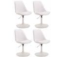 Lot De 4 Chaises De Salle À Manger Maverick Similicuir Avec Pied Trompette Blanc /blanc