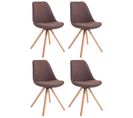 Lot De 4 Chaises De Salle À Manger Toulouse Tissu Pieds Ronds Bois Marron/nature