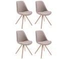 Lot De 4 Chaises De Salle À Manger Toulouse Tissu Pieds Ronds Bois Taupe/nature