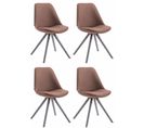 Lot De 4 Chaises De Salle À Manger Toulouse Tissu Pieds Ronds Bois Marron/gris