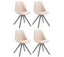 Lot De 4 Chaises De Salle À Manger Toulouse Tissu Pieds Ronds Bois Crème/gris