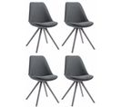 Lot De 4 Chaises De Salle À Manger Toulouse Tissu Pieds Ronds Bois Gris Foncé/gris