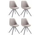 Lot De 4 Chaises De Salle À Manger Toulouse Tissu Pieds Ronds Bois Gris/gris