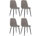 Lot De 4 Chaises De Salle À Manger Giverny Avec Piètement En Métal Noir Gris/tissu