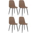 Lot De 4 Chaises De Salle À Manger Giverny Avec Piètement En Métal Noir Marron/tissu