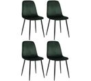 Lot De 4 Chaises De Salle À Manger Giverny Avec Piètement En Métal Noir Vert/velours