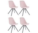 Lot De 4 Chaises De Salle À Manger Toulouse Velours Pieds Ronds Bois Rose/gris