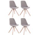 Lot De 4 Chaises De Salle À Manger Toulouse Velours Pieds Ronds Bois Gris/nature