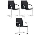 Lot De 3 Chaises Cantilever Melina En Similicuir Et Pied En Métal Noir