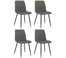 Lot De 4 Chaises De Salle À Manger Dijon Avec Piètement En Métal Noir Gris Foncé/tissu