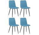 Lot De 4 Chaises De Salle À Manger Dijon Avec Piètement En Métal Noir Bleu/tissu