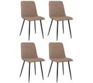 Lot De 4 Chaises De Salle À Manger Dijon Avec Piètement En Métal Noir Marron/tissu