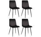 Lot De 4 Chaises De Salle À Manger Dijon Avec Piètement En Métal Noir Noir /velours