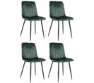 Lot De 4 Chaises De Salle À Manger Dijon Avec Piètement En Métal Noir Vert/velours