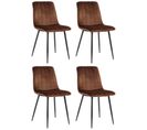 Lot De 4 Chaises De Salle À Manger Dijon Avec Piètement En Métal Noir Marron/velours