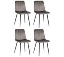 Lot De 4 Chaises De Salle À Manger Dijon Avec Piètement En Métal Noir Gris/velours