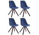 Lot De 4 Chaises De Salle À Manger Toulouse Velours Bois Carré  Bleu/cappuccino