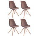 Lot De 4 Chaises De Salle À Manger Toulouse Velours Pieds Carrés Bois Marron/nature