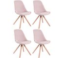 Lot De 4 Chaises De Salle À Manger Toulouse Velours Pieds Carrés Bois Rose/nature