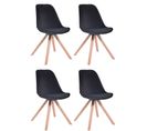 Lot De 4 Chaises De Salle À Manger Toulouse Velours Pieds Carrés Bois Noir /nature