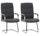 Lot De 2 Chaises Cantilever Caro En Similicuir Avec Accoudoirs Gris