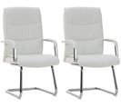 Lot De 2 Chaises Cantilever Caro En Similicuir Avec Accoudoirs Blanc