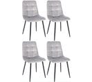 Lot De 4 Chaises De Salle À Manger Antibes En Velours Pieds En Métal Gris