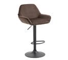 Tabouret De Bar Braga Velours Avec Pied En Métal Réglable Et Pivotant Marron/noir