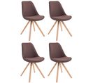 Lot De 4 Chaises De Salle À Manger Toulouse Tissu Pieds Carrés Bois Marron/nature