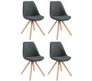 Lot De 4 Chaises De Salle À Manger Toulouse Tissu Pieds Carrés Bois Gris Foncé/nature