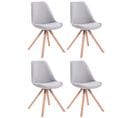 Lot De 4 Chaises De Salle À Manger Toulouse Tissu Pieds Carrés Bois Gris/nature