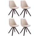 Lot De 4 Chaises De Salle À Manger Toulouse Tissu Pieds Carrés Bois Crème/cappuccino