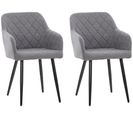 Lot De 2 Chaises De Salle À Manger Shila Avec Piètement En Métal Noir Gris/tissu