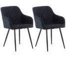 Lot De 2 Chaises De Salle À Manger Shila Avec Piètement En Métal Noir Noir /velours