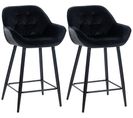 Lot De 2 Tabourets De Bar Gibson Avec Pieds En Métal Noir /velours