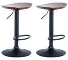 Lot De 2 Tabourets De Bar Skelde Avec Assise En Bois Pied En Métal Noyer