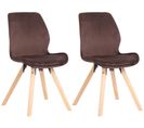 Lot De 2 Chaises De Salle À Manger Luna Marron/velours