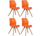 Lot De 4 Chaises De Salle À Manger Luna Orange/plastique