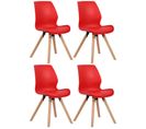 Lot De 4 Chaises De Salle À Manger Luna Rouge/plastique