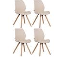 Lot De 4 Chaises De Salle À Manger Luna Crème/similicuir