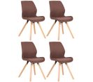 Lot De 4 Chaises De Salle À Manger Luna Marron/tissu