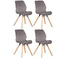 Lot De 4 Chaises De Salle À Manger Luna Gris/velours