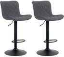 Lot De 2 Tabourets De Bar Emma Pied Métal Hauteur Réglable Pivotant Noir /tissu